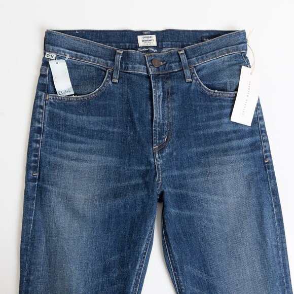 Citizens of Humanity Sasha Twist Low Slung Flared Jeans Blue Mid Wash Distressed - Picture 4 of 16